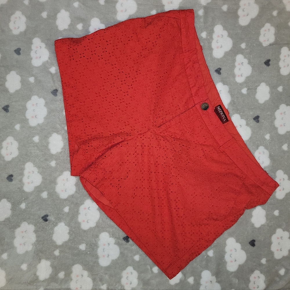 Merona bright pink eyelet shorts womens size 16